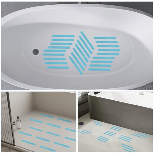 24Pcs Safety Bathtub Strips, Adhesive Non Slip Bathtub Stickers Anti Slip Shower Stickers, Safety Adhesive Strips for DIY, Stair, Floor (Blue) - color: Blue