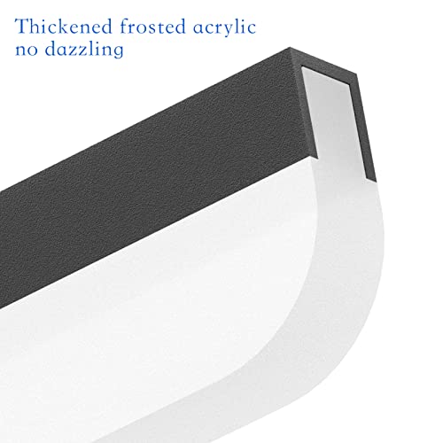 Ralbay 48" Matte Black Vanity Lights 48W Frosted Aluminum Modern LED Black Bathroom Vanity Light Fixtures Over Long Mirror LED Modern Bath Lighting 6000K White Light - color: Black, size: 48 inch