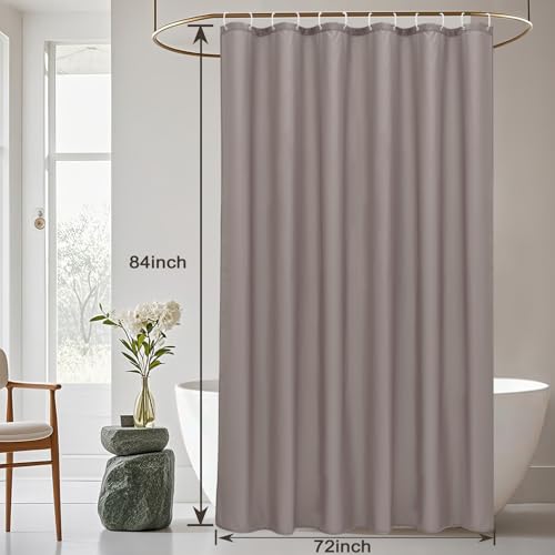 AooHome Extra Long Shower Liner, Fabric Bathroom Curtain with Hooks for Hotel, Weigthed Hem, Water Repellent, 72 x 84 Inch, Chocolate - color: Chocolate, size: 72"W x 84"L (Pack of 1)