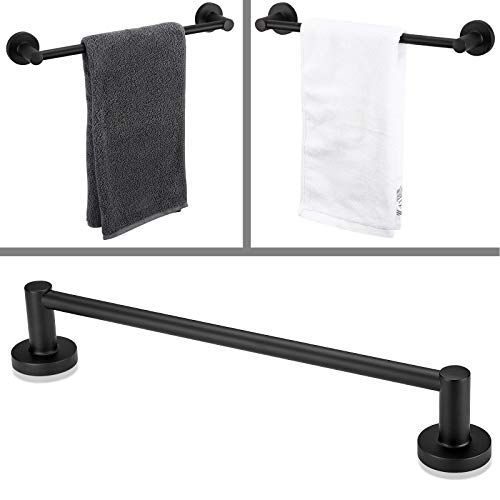 4 Piece Bathroom Accessories Set (Single Towel Bar, Towel Ring, Toilet Paper Holder, Double Towel Hooks), Wall Mounted Bath Hardware Accessory Fixtures Set - color: Matte Black Holder- 4