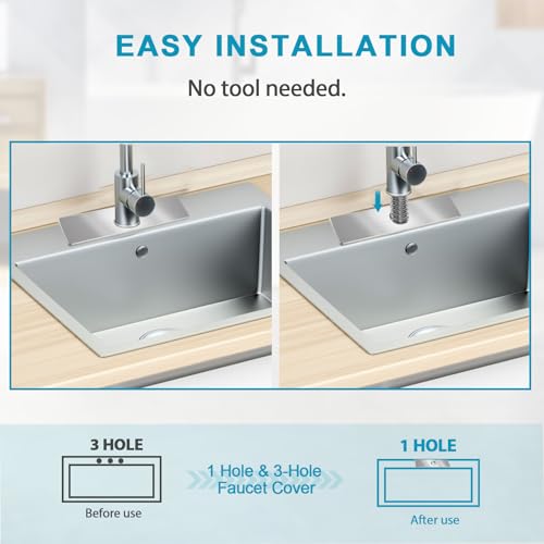 MAAYAYA 10" Rectangle Deck Plate, Faucet Hole Cover, 8" Widespread, 1 or 3 Hole | MAAYAYA rectangle deck plate escutcheon, Nickel finish, 304 SS, foam gasket; installs w/ faucet hardware, no extra nuts. - color: Nickel