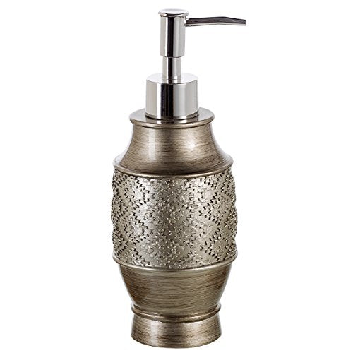 Creative Scents Dublin Silver 6 Piece Resin Bathroom Accessories Set | Includes Toilet Brush and Holder, Tissue Box Cover, Soap Dispenser, Toothbrush Holder, Tumbler Cup & Soap Dish - style: 6 Piece Set