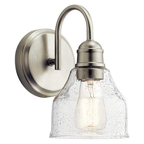 Kichler Avery 9.25" 1 Light Vanity Light with Clear Seeded Glass Brushed Nickel - color: Brushed Nickel, size: 1-Light