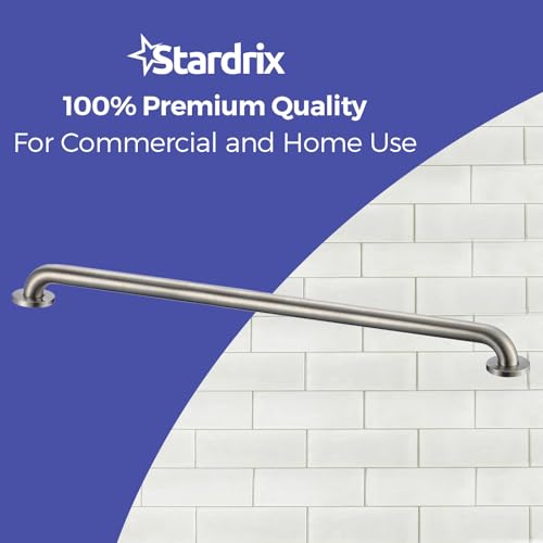 Stardrix 36-Inch ADA Compliant Grab Bar, 1.5" Diameter, Concealed Mounting Flanges, Handicap Friendly, Commercial & Residential Bathrooms, Brushed Stainless Steel - color: Brushed, size: 36"