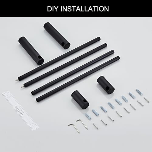 Towel Racks for Bathroom, NEWRAIN 30 inch Double Bath Towel Bar Wall Mounted, Stainless Steel Kitchen Towel Holder, Matte Black Towel Rod Towel Rail Hange - color: Matte Black, style: Double Bar