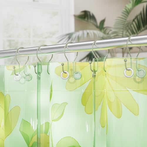 AmazerBath Shower Curtain Hooks Sage Green Shower Curtain Rings, Simple Double Hook Shower Curtain Hooks Rust Proof, Smooth Sturdy Metal Shower Hooks for Shower Curtain Rod, 12 Pcs Shower Rod Hooks - color: Sage Green, style: Minimalist - Double Shower Ho