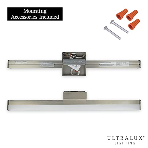 Ultralux Slim LED Vanity Light Bar - Wall Mounted LED Light Bar - TRIAC Dimmable, Modern Bathroom Light Fixture - 14.5 W, 3000K, Bright LED Vanity Mirror Light - (24 inch - 1 Pack, Brushed Nickel) - color: Brushed Nickel