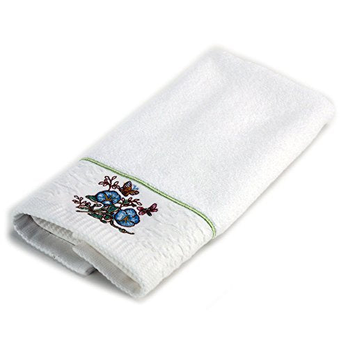 Lenox Embroidered Fingertip Towel, Blue Flower, Butterfly Meadow - size: Fingertip Towel