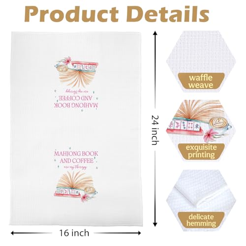 Bookish Mahjong Kitchen Towels - Mahjong Coffee Gifts Waffle Decorative Dish Towels, Book Coffee Lover Gifts Hand Towel, Tea Towel, 16x24 Inches - color: Mahjong- 29