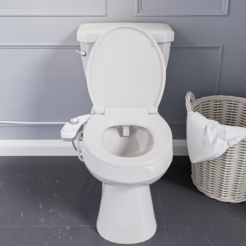 Hot and Cold Bidet, Warm Water Bidet Attachment for Toliet, Non-Electric Warm Bidet with Adjustable Water Pressure, Dual nozzle Rear and Feminine Wash - Self cleaning (White) - style: White
