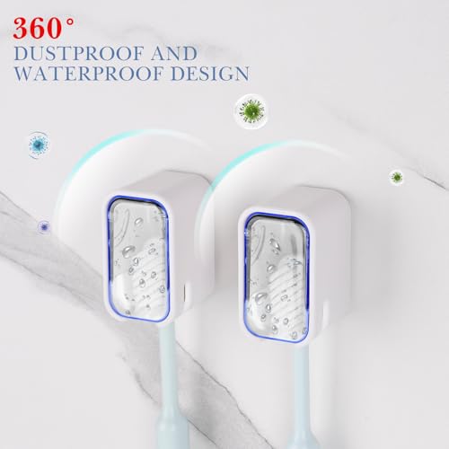 4 Pack Toothbrush Holders for Bathrooms Shower, Wall Mount Toothbrush Organizer with Cover, Self Adhesive Electric Toothbrush Storage, Quick Dry Toothbrush Hanger (Clear) - color: Clear