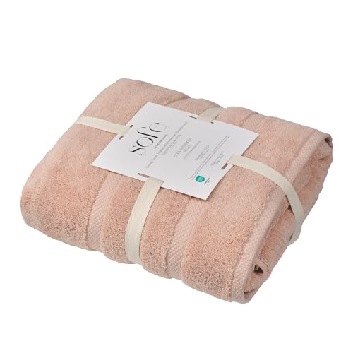SOFE H&L | Olea Luxury Turkish Cotton Bath Towel Set of 1 : 1 Jumbo Bath Towel Blush | Premium, Soft, Durable, Absorbent | XL Bath Towels Oversized - color: Blush, size: Set of 1 (1 Jumbo Bath Towel)
