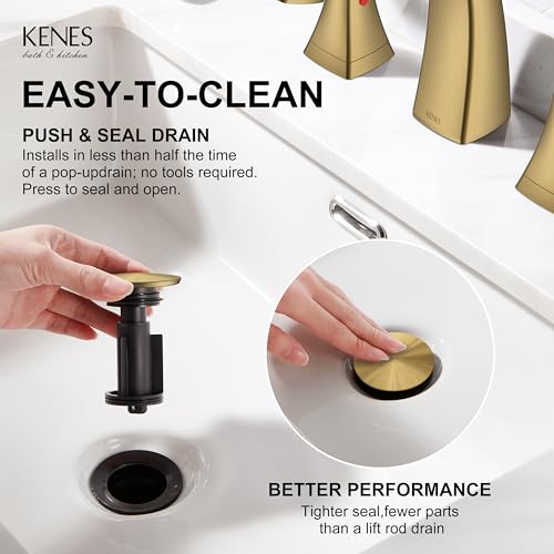 Bathroom Faucets for Sink 3 Hole Brushed Gold 2 Handle Widespread | Bathroom Vanity Faucet with Pop Up Drain & Supply Lines, Lead-Free cUPC & NSF Certified, 8 Inch Faucet for Vanity RV Sink - color: Brushed Gold