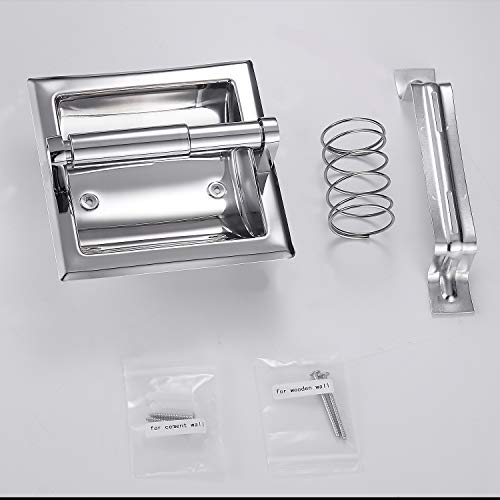 POKIM Polished Chrome Recessed in-Wall Toilet Paper Holder, 304 Stainless Steel Space Saving Bathroom Tissue Roll Dispenser with Rear Mounting Bracket - color: Chrome, size: Recessed