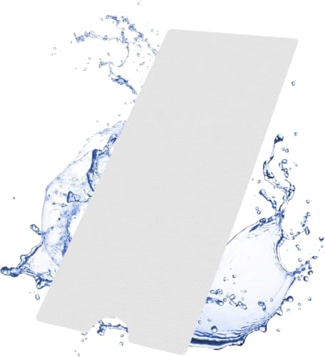 16"x40" Thike Matte White Self-Adhesive Vinyl Bath Mat Non Slip Safety Anti Skid Bathtub Placemat Sticker with Drain Cut Out Peel and Stick for Shower Floor Boat Area