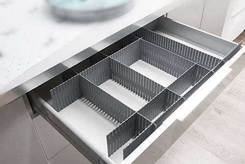 Onerbuy 8pcs Adjustable Grid Drawer Dividers DIY Plastic Closet Separator Tidy Organizer Container for Underwear Socks Belt Office Supplies(Grey) - color: Gray