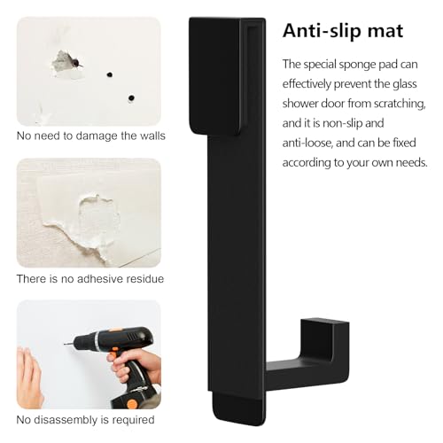 WUIVIUT Heavy-Duty Stainless Steel Over The Glass Door Shower Hooks - Towel Hooks for Fits 3/8" (10mm) Thick Shower Glass Door Bathroom Holder for Washroom(L Shape, 2 Pack) - size: L Shape, 2 Pack