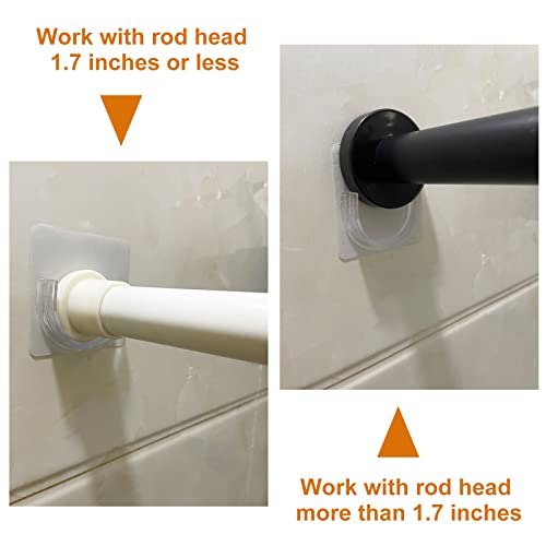 Venupple Shower Rod Holder, 2 Packs Tension Curtain Rod Bracket No Drilling, Adhesive Shower Rod Retainer Shower Curtain Rod Holder | Shower Curtain Rod not Included Transparent | Adhesive Shower Rod Retainer Shower Curtain Rod Holder for Wall| Shower Cur