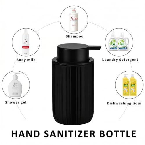 Soap Foaming Dispenser Ceramic with Easy-to-Press Pump Hand Foam Dispenser for Shampoo Bathroom Countertop 13.5 oz - color: Foam-stripes Shinyblack