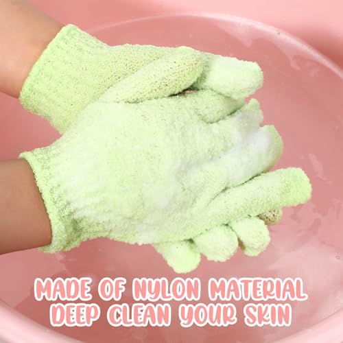 Didaey 104 Pcs Exfoliating Glove Bulk Shower Gloves with Hanging Loop Exfoliating Body Scrubber Dead Skin Remover for Body Bath Beauty Spa Massage Scrubs Men Women Bathing (Green) - color: Green