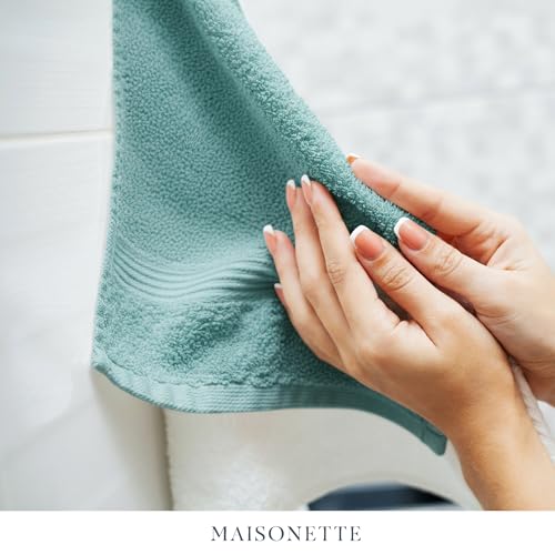 Maisonette Loft Egyptian Cotton Turkish Hand Towels - Soft, Absorbent Washcloths for Face - Ideal Quick Dry Small Towel Wash Cloth Set for Bathroom - (13" x 13", 6 Pack) - Turquoise - color: Turquoise, style: Washcloths Set of 6