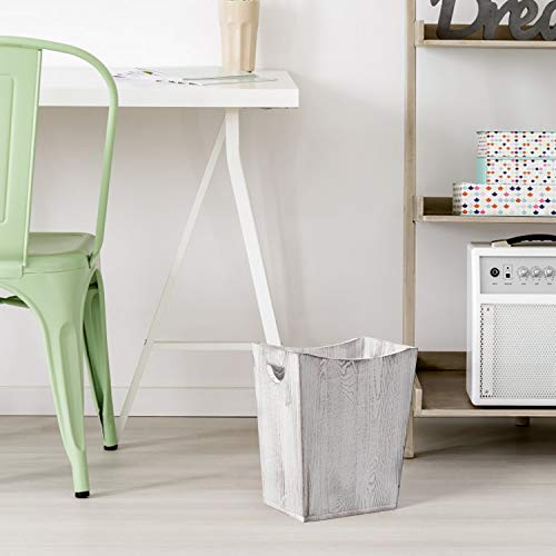 SEHERTIWY Grey Trash Can Wastebasket, 2 Gallon Small Waste Basket with 2 Handles, Rectangular Bathroom Garbage Can for Bathroom, Office, Living Room, Bedroom, Kitchen - color: Grey