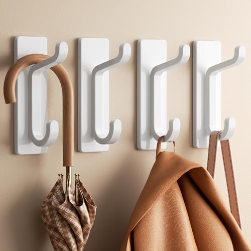 pickpiff 13LB Strong Stick-on Hooks for Coat & Towel, White 6 Pack - color: White, size: 6 Pack
