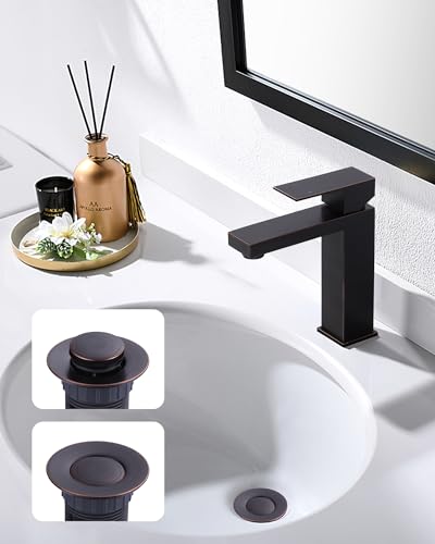 WOWOW Bathroom Drain Assembly Stopper with Lift Rod for Bathroom Faucet Vanity Sink Pop-Up Drain Stopper Assembly with Lift Rod and Overflow,Oil Rubbed Bronze - color: Oil Rubbed Bronze, style: Style B: lift rod drain