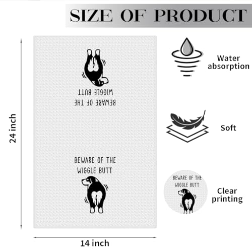Australian Shepherd Waffle Kitchen Towel Australian Shepherd Gifts | Quick Dry Microfiber Sustainable Dish Towels for Kitchen Home, Funny Australian Shepherd Reusable Hand Towels, Tea Towel - color: Dog Wiggle