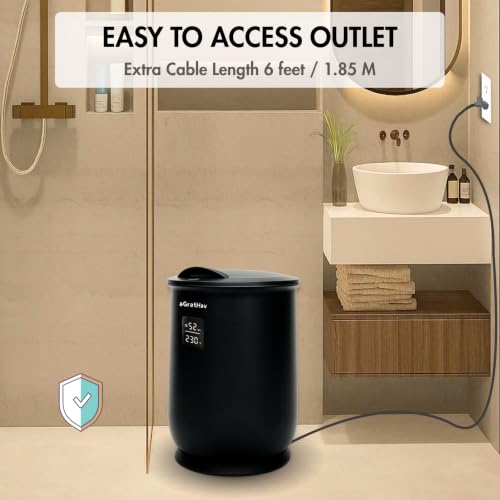 Towel Warmers Ultra Large Capacity Bucket Style 450W for Bathroom ETL FCC Certified Fits up to Two 40"x70" Towels, Blankets, Bathrobes with Auto Shut Off (Black) - color: Black