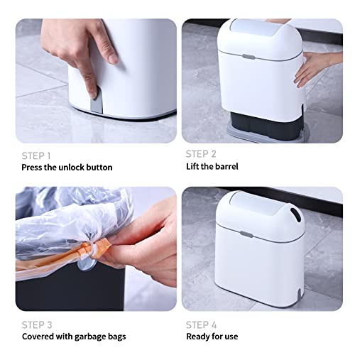 ELPHECO Bathroom Trash Can with lid, 2.5 Gallon, Motion Sensor, White Grey | Waterproof Garbage Can, Automatic Waste Basket, Butterfly Lid, Plastic Garbage Bin for Bedroom and Office - color: Grey