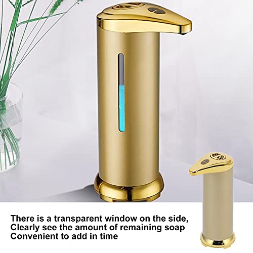250ml Electric Soap Dispenser Touchless, Countertop Automatic Touchless Hand Soap Dispenser for Home Bathroom Kitchen School Hotel (Gold) - color: Gold