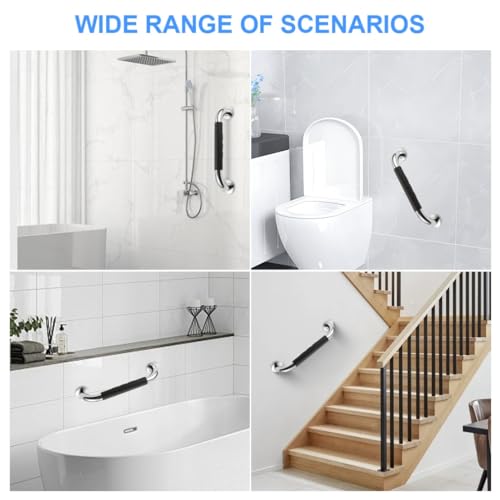 2 Pack Grab Bar Rail Anti-Slip Bathroom Shower Grab Bars for Seniors Elderly Wall 12inch Stainless Steel Safety Handicap Handle Bath Bathtub Toilet Rail