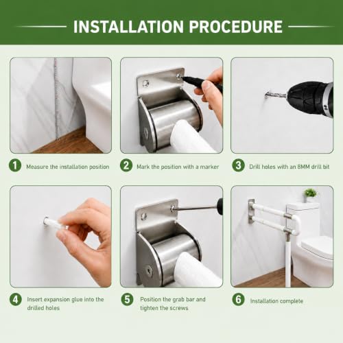 30-Inch Flip-Up Toilet & Shower Standing Assist Grab Bar for Seniors | Toilet Safety Rails, Foldable Grab Bar, Wall Mounted Handle for Elderly & Handicap, disabled aid, nonslip grip, well price
