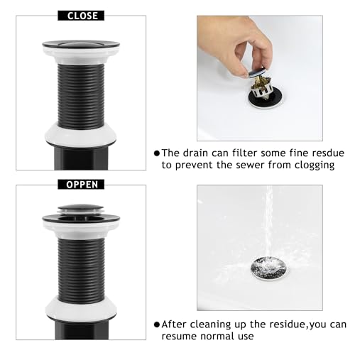 Bathroom Sink Drain,2 Pack Matte Black Drain Stopper Without Overflow,Small Cap Pop Up Drain Assembly with Detachable Strainer Basket,Built-in Anti-Clogging, Stainless Steel Nut - color: 2 Pack-matte Black-small Cap, style: Without Overflow