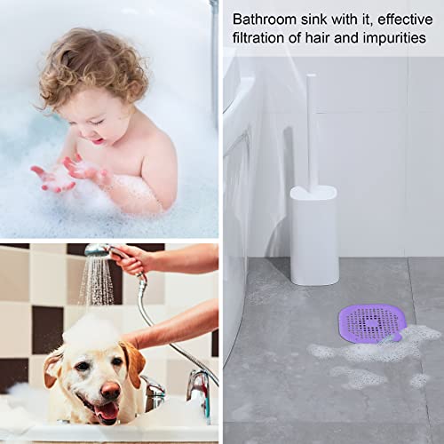2 Pieces Shower Drain Hair Catcher Bathtub Stopper Home Drain Protectors Drain Cover with Sucker Water Trap Sink Cover for Bathroom Bathtub and Kitchen (Purple, Purple) - color: Purple,purple