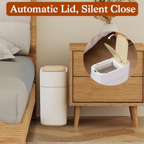 LALASTAR Small Bathroom Trash Can Automatic Touchless, Bathroom Garbage Can with a Lid, Motion Sensor trashcan for Bedroom, Kitchen, Office, 2.5 Gallon, White - color: White-1 Pack