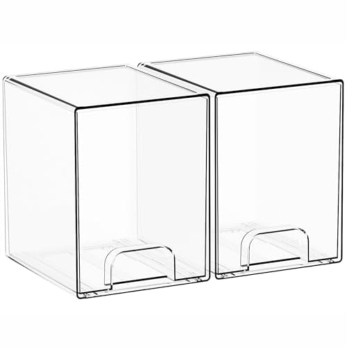 7.5" High Stackable Storage Bins,2 Pack Bottle Station and Baby Bottle Storage Organizer for Countertop,Clear Acrylic Drawers for Pacifier,Breast Pump Parts,Storage Containers,Makeup and Lotion - style: 2 PACK 7.8''High