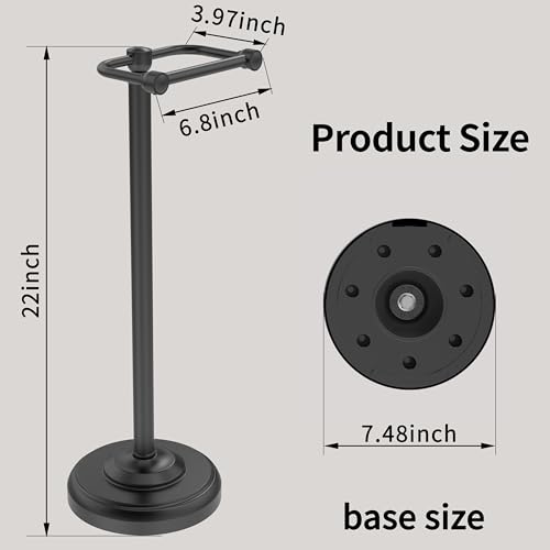 Toilet Paper Holder Stand, Matte Black Toilet Paper Holder Free Standing,Post Pivoting Design & Stable Weighted Base SUS304 Stainless Steel for Bathroom - color: Matte Black