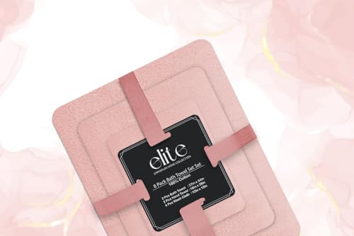 ELITE 8-Piece Zero Twist Cotton Bath Towel Set – 100% Cotton Luxury Towels – Ultra Soft, Fluffy & Absorbent – Quick Dry, Durable & Fade Resistant – Spa Quality Bath, Hand & Washcloth Set (Dusty Pink) - color: Dusty Pink