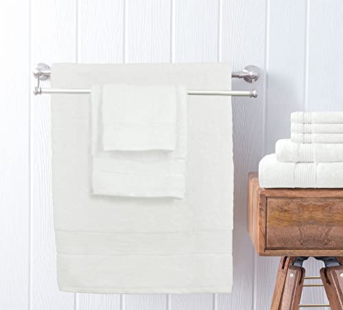 Ultra Soft Luxury Bath Towel Set 8 Piece Towels 600 GSM 2 Bath Towels 2 Hand Towels and 4 Washcloths Towel Sets, Viscose Made from Bamboo (White, 8) - color: White