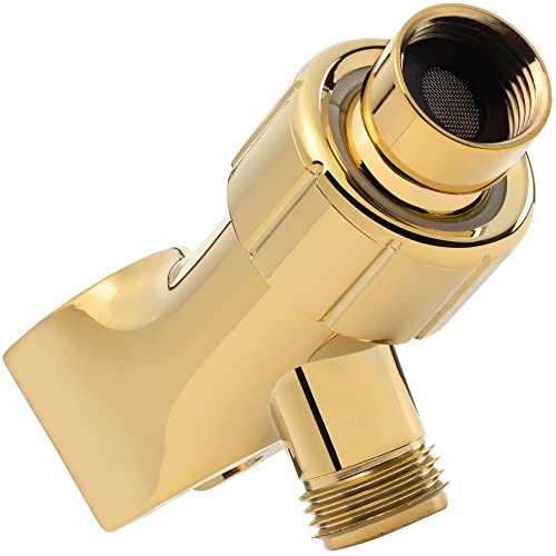 Adjustable Shower Arm Bracket - Polished Brass | Handheld Showerhead Holder With Anti-Slip O-Ring Grip, Brass Connector, Universal 1/2" Mount For Easy Bath Spa Install - color: Polished Brass