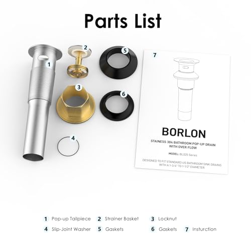 Pop Up Bathroom Sink Drain with Overflow, Removable Stainless Steel Hair Catcher, Brushed Nickel, Fits 1.5-1.75", DIY Install, 1 Pack - color: Brushed Nickel, style: Small Popup Cap