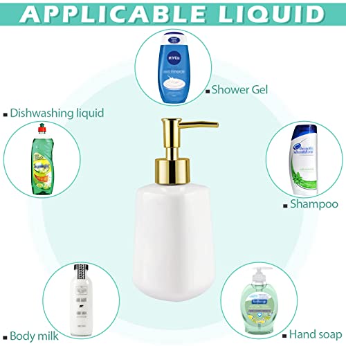 14OZ Dish Soap Dispenser, Hand Soap Dispenser Ceramic Bottle (Bright White) | Pump Dispenser Bottle, Refillable Liquid, Dish Soap, Hand Soap, Essential Oil & Lotion, Great for Kitchen & Bathroom - color: Bright White