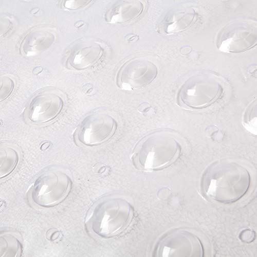 Bath Tub Shower Mat 39 x 15 Inch Non-Slip and Extra Large, Bathtub Mat with Suction Cups, Machine Washable Bathroom Mats with Drain Holes (Transparent)