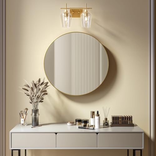 VONLUCE 2 Light Bathroom Vanity Light Fixture,Brushed Gold | Wine Glass Shades, E26 Sockets, Easy to install, Vanity Lights for Bathroom Bedroom Hallway Living Room - color: Gold, size: 2-Light
