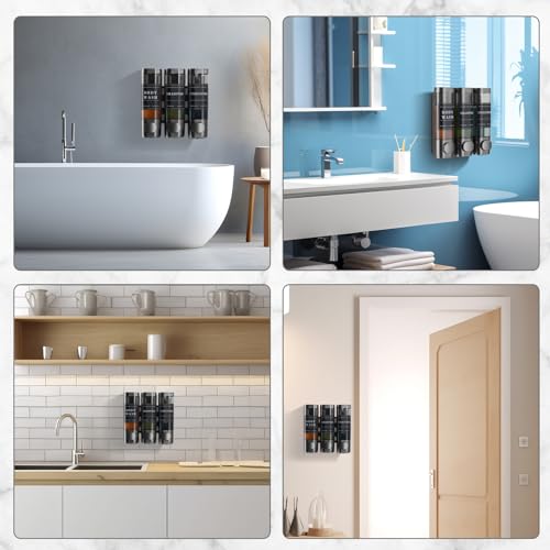 Shampoo and Conditioner Dispenser, Shower Soap Dispenser Wall Mounted, Shampoo Dispenser for Shower Wall No Drill, Bathroom Body Wash Dispenser 3 * 350ml Gungray 3 Chamber - color: Gungray 3