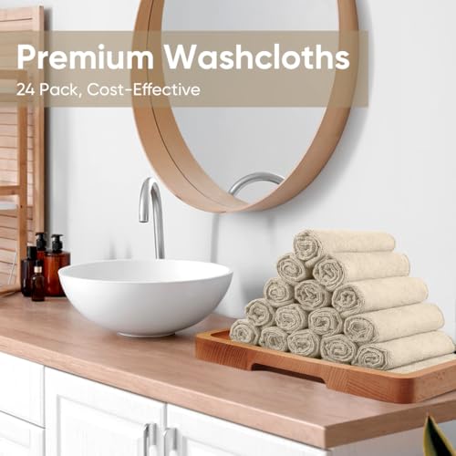 HOMEXCEL Washcloths 12PK, Ultra Soft&Highly Absorbent Face Towels, 12X12 in | Multi-Purpose Towels, Microfiber Wash Cloths for Bathroom, Hotel, Spa, Gym, and Kitchen, Machine Washable, Brown - color: Brown