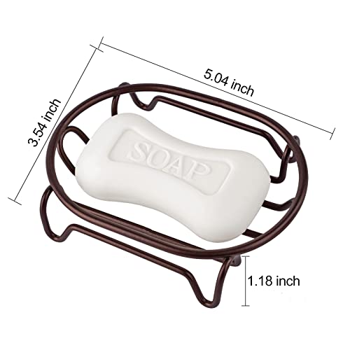 Soap Dish for Shower Bathroom Bar Soap Holder, Stainless Steel Self-draining Soap Rack Tray Saver Sponge Holder for Kitchen, Bath, Tub, Easy Cleaning, Extend Soap Life, Oval Bronze-1 Pack - color: Bronze-oval 1p