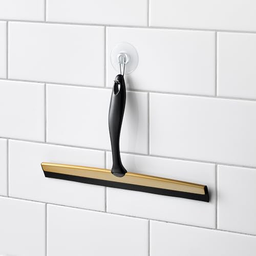 iDesign Bathroom Shower Squeegee, Black/Soft Brass | Wall Hook Included - color: Black/Soft Brass, style: Pack of 1